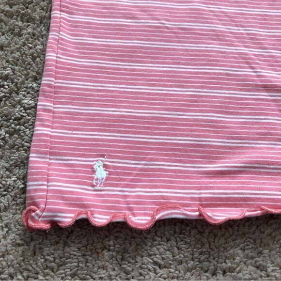 Ralph Lauren T-Shirt Girls Small Pink Stripe Lettuce Edge Cotton - Picture 4 of 6